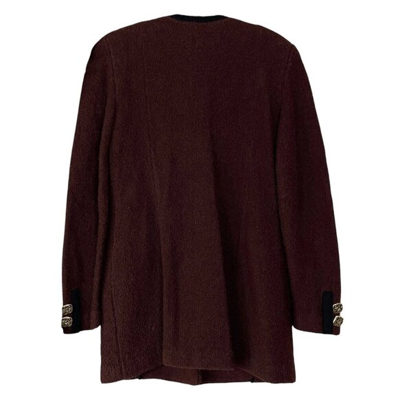 Steve Fabrikant Neiman Marcus Boucle Knit Buttoned Cardigan Sweater Brown Size 4 - Picture 2 of 10